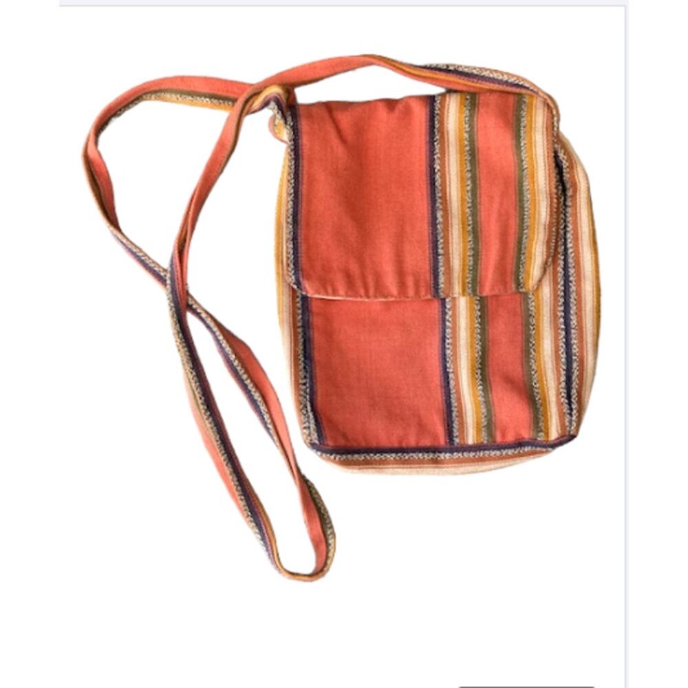 Vintage CORAL Striped Purse - Unique Batik Boho Bag